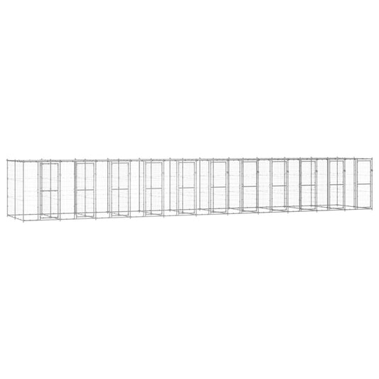 Hondenkennel met dak 26,62 m² gegalvaniseerd staal