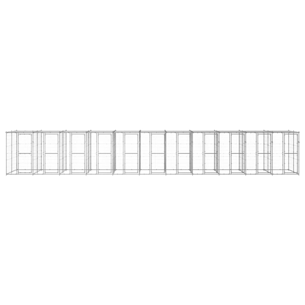 Hondenkennel met dak 26,62 m² gegalvaniseerd staal