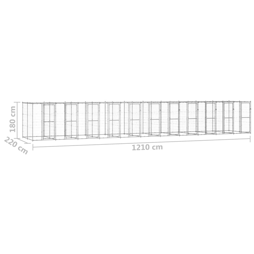 Hondenkennel met dak 26,62 m² gegalvaniseerd staal