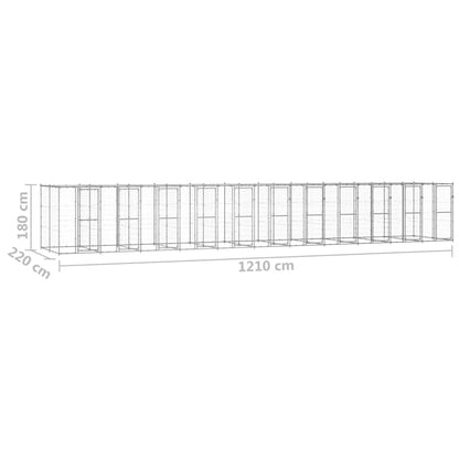 Hondenkennel met dak 26,62 m² gegalvaniseerd staal