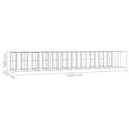 Hondenkennel met dak 29,04 m² gegalvaniseerd staal