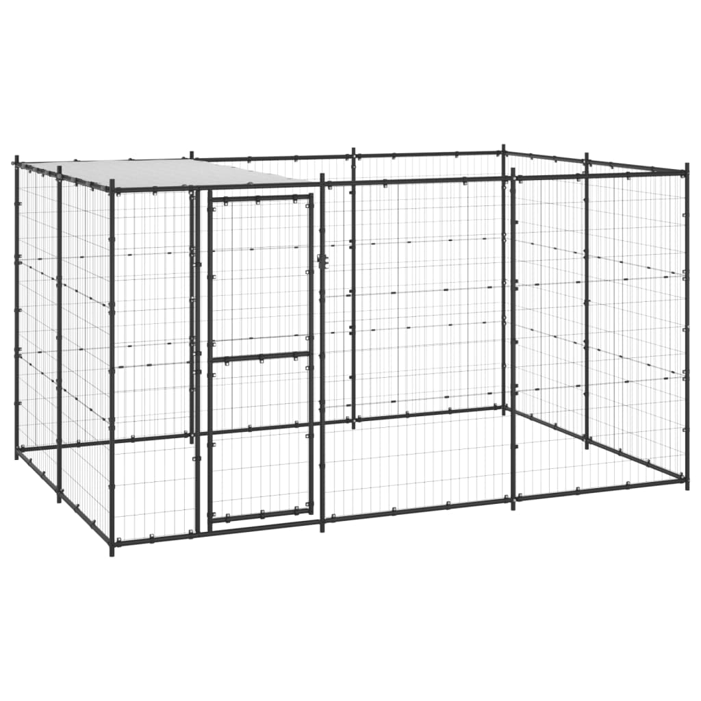 Hondenkennel met dak 7,26 m² staal