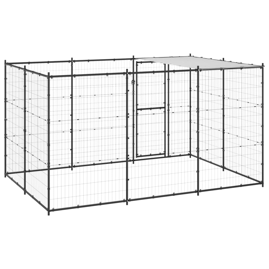 Hondenkennel met dak 7,26 m² staal