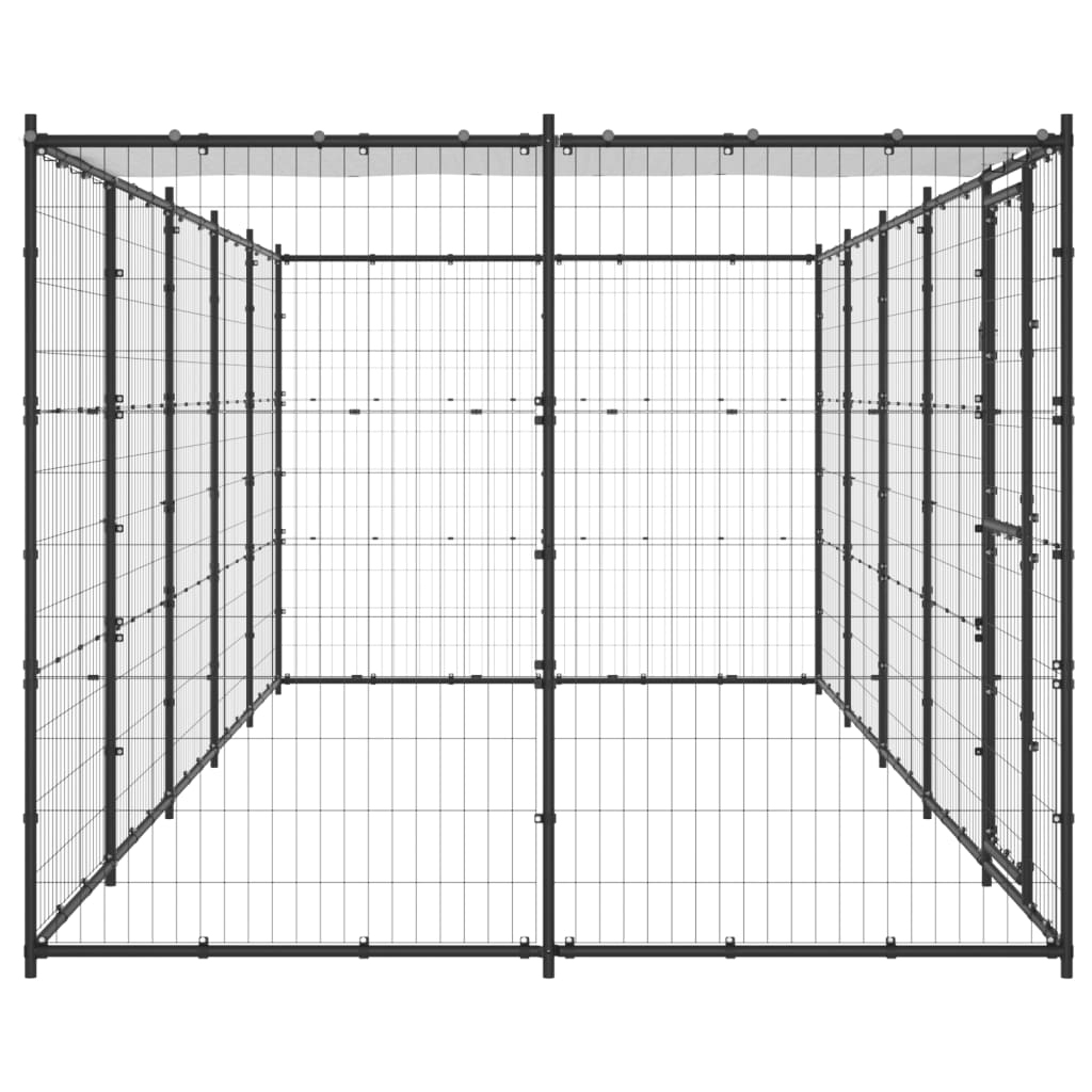 Hondenkennel met dak 12,1 m² staal