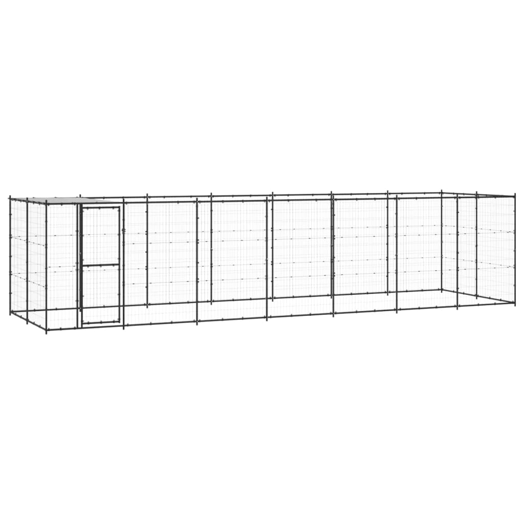 Hondenkennel met dak 16,94 m² staal