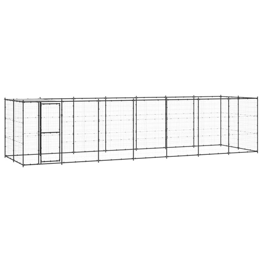 Hondenkennel met dak 16,94 m² staal