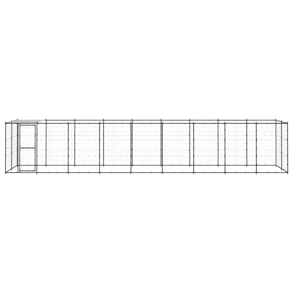 Hondenkennel met dak 21,78 m² staal
