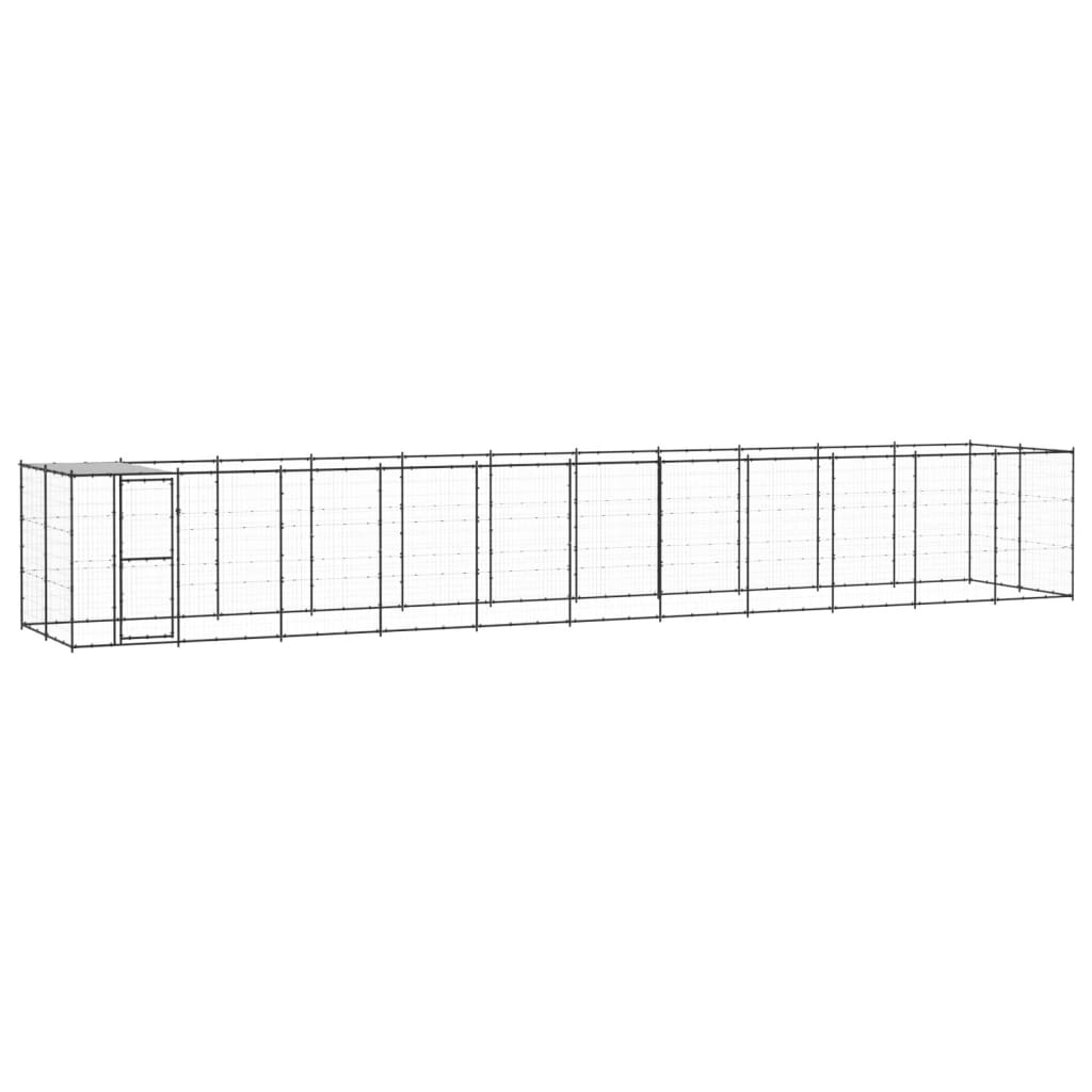 Hondenkennel met dak 26,62 m² staal