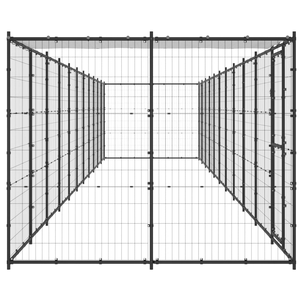 Hondenkennel met dak 26,62 m² staal