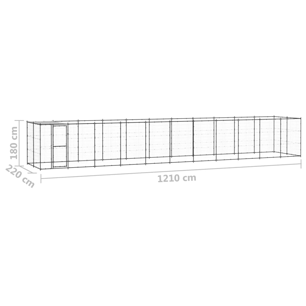 Hondenkennel met dak 26,62 m² staal