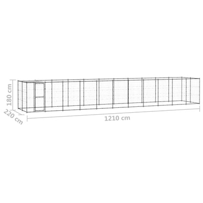 Hondenkennel met dak 26,62 m² staal