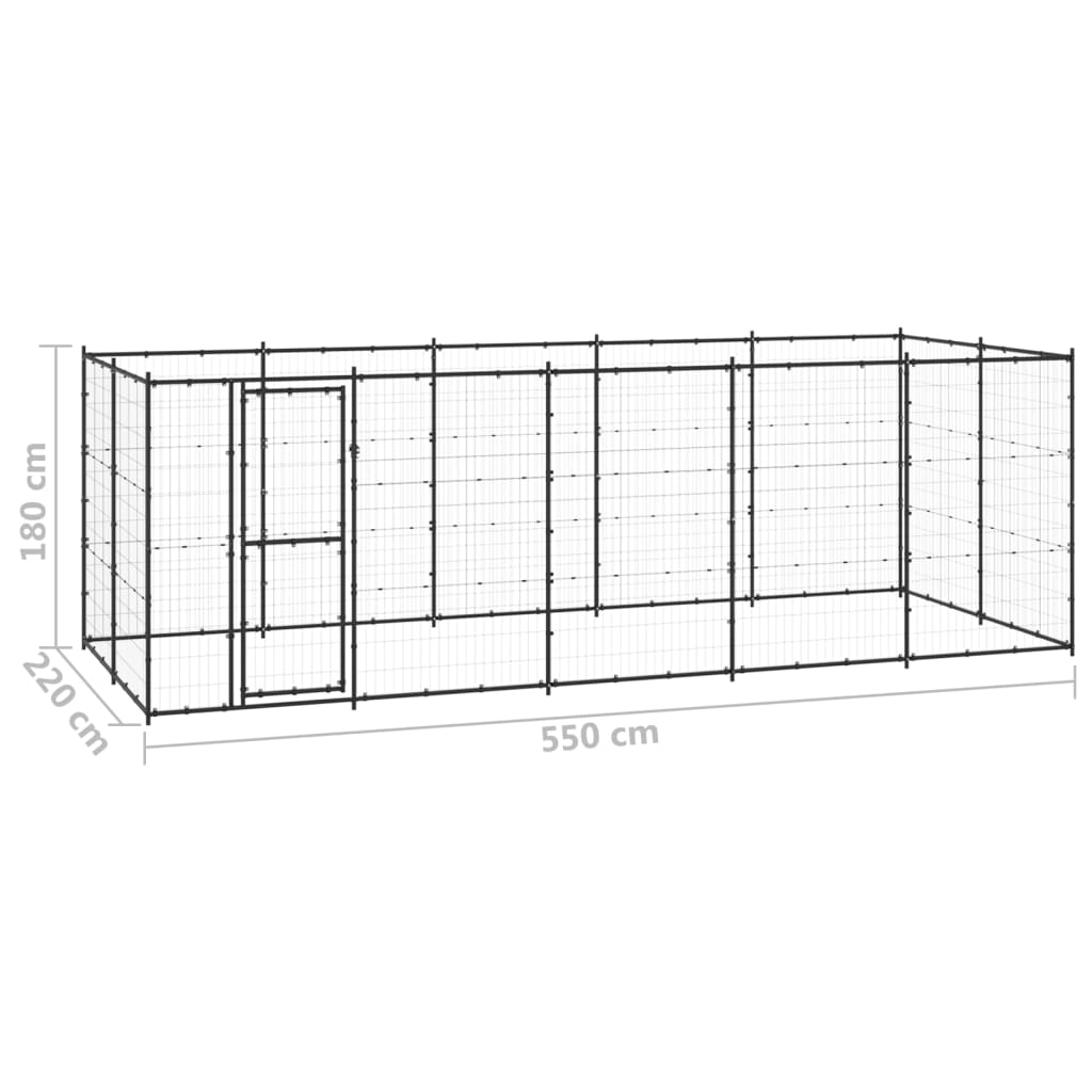 Hondenkennel 12,1 m² staal