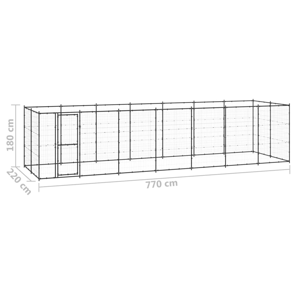 Hondenkennel 16,94 m² staal