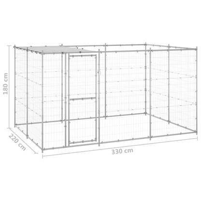 Hondenkennel met dak 7,26 m² gegalvaniseerd staal