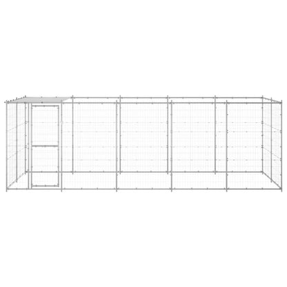 Hondenkennel met dak 12,1 m² gegalvaniseerd staal