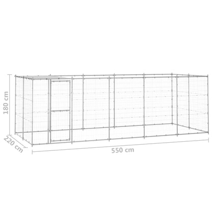 Hondenkennel met dak 12,1 m² gegalvaniseerd staal