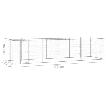Hondenkennel met dak 16,94 m² gegalvaniseerd staal