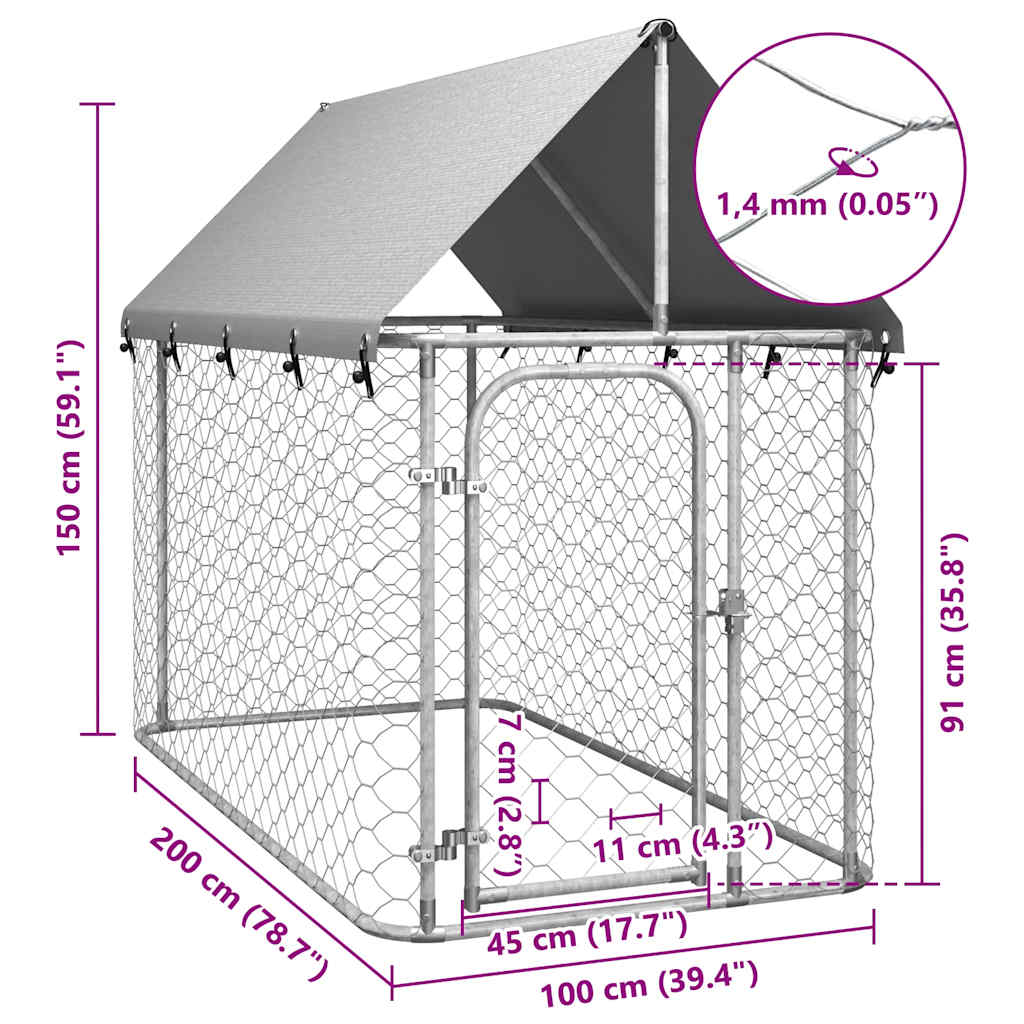 Hondenkennel voor buiten met dak 200x100x150 cm