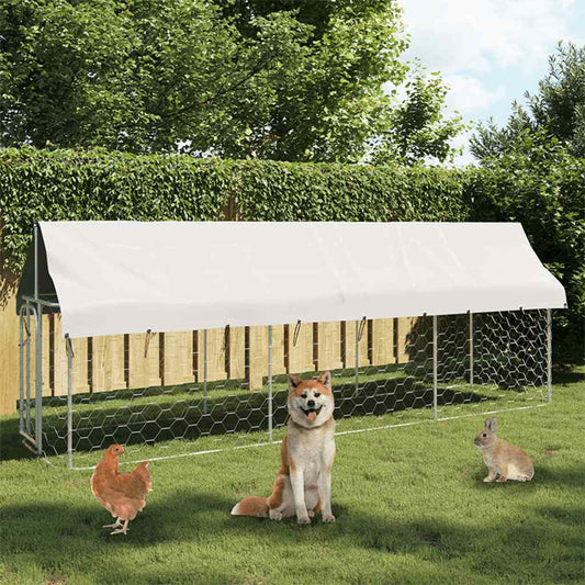 Hondenkennel voor buiten met dak 400x100x150 cm