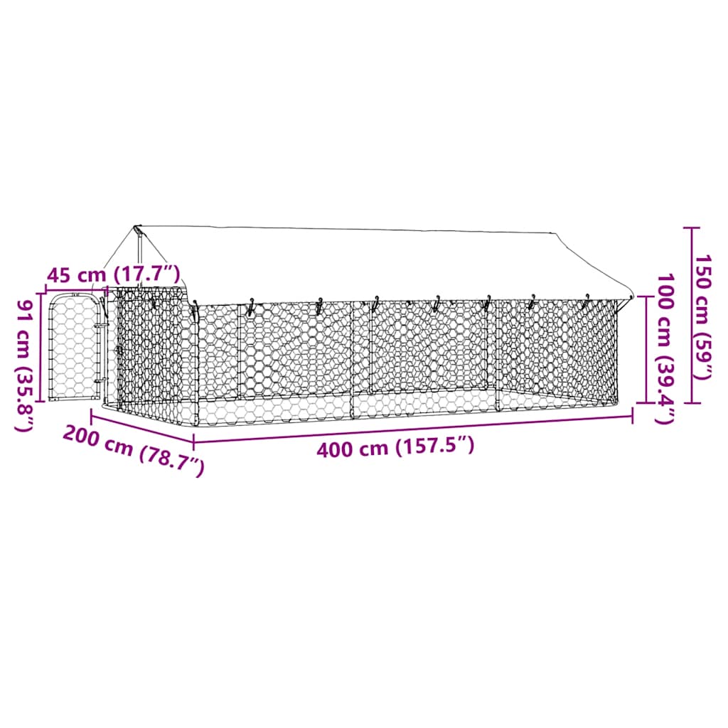 Hondenkennel voor buiten met dak 400x200x150 cm