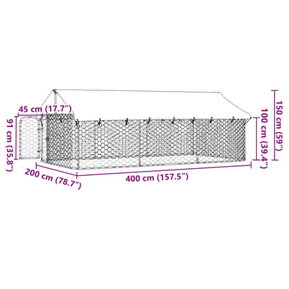 Hondenkennel voor buiten met dak 400x200x150 cm