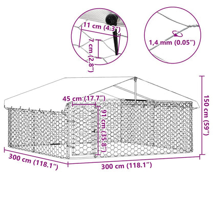 Hondenkennel met dak 300x300x150 cm