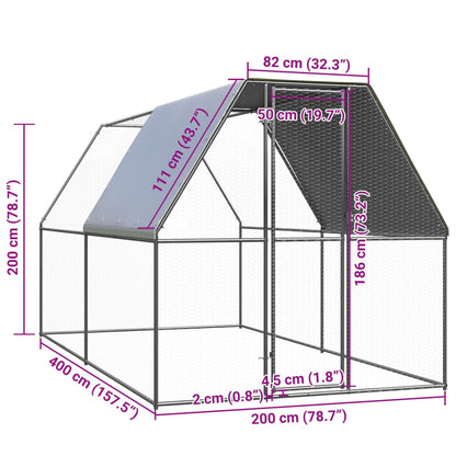 Kippenhok 2x4x2 m gegalvaniseerd staal