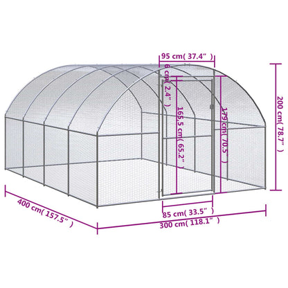 Kippenren 3x4x2 m gegalvaniseerd staal