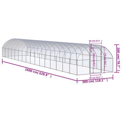 Kippenren 3x16x2 m gegalvaniseerd staal