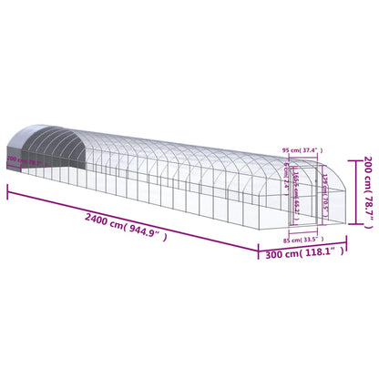 Kippenren 3x24x2 m gegalvaniseerd staal