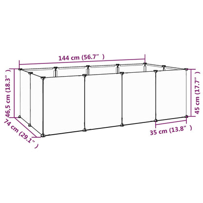 Dierenhok klein 144x74x46,5 cm polypropeen en staal transparant