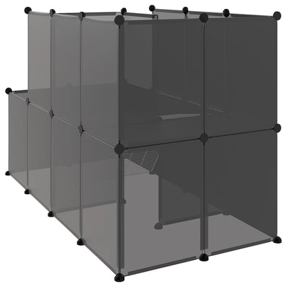 Dierenhok klein 142x74x93 cm polypropeen en staal zwart