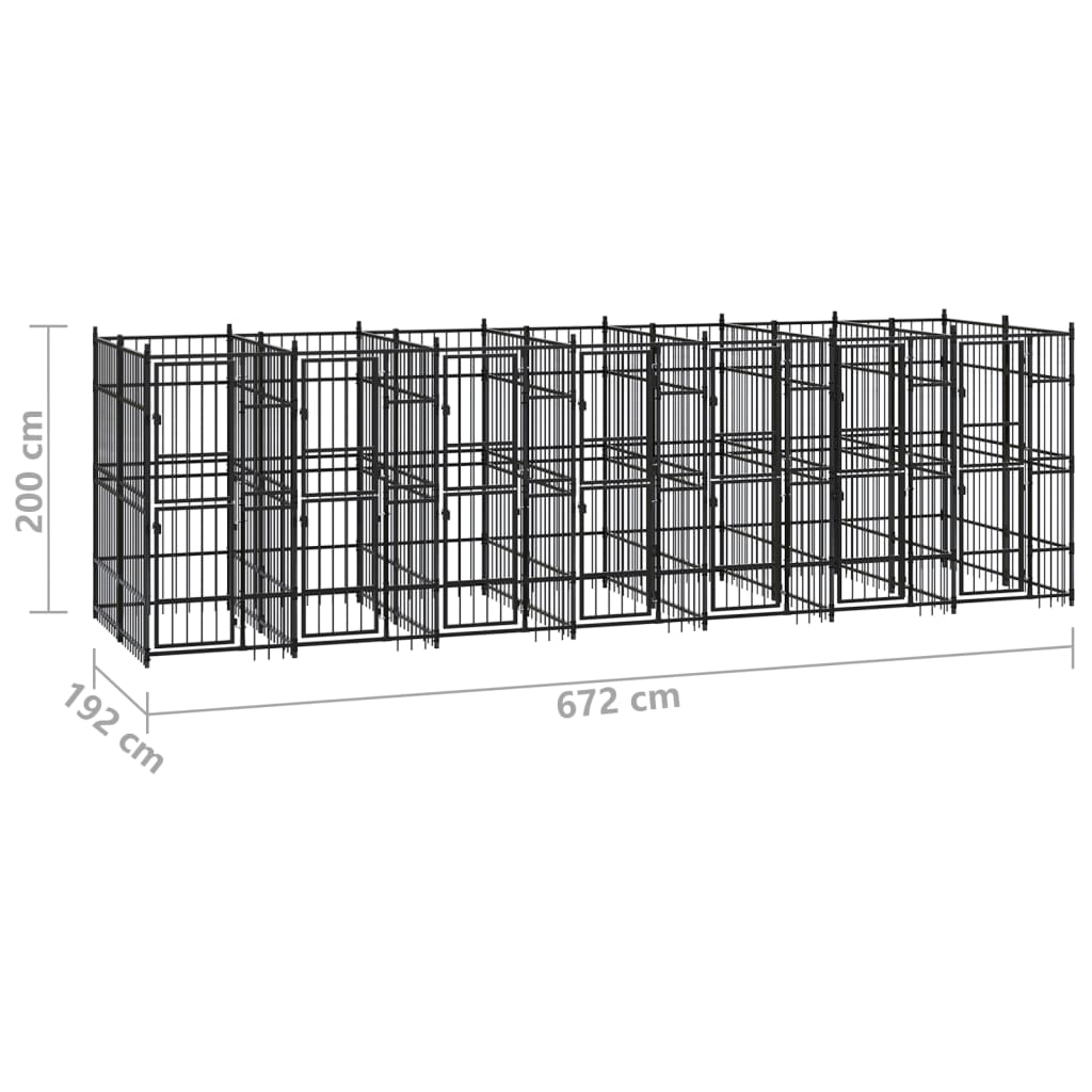 Hondenkennel 12,9 m² staal