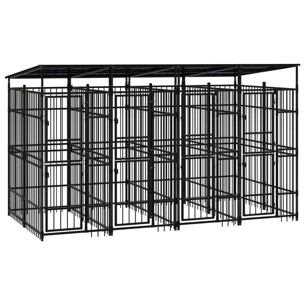 Hondenkennel met dak 7,37 m² staal