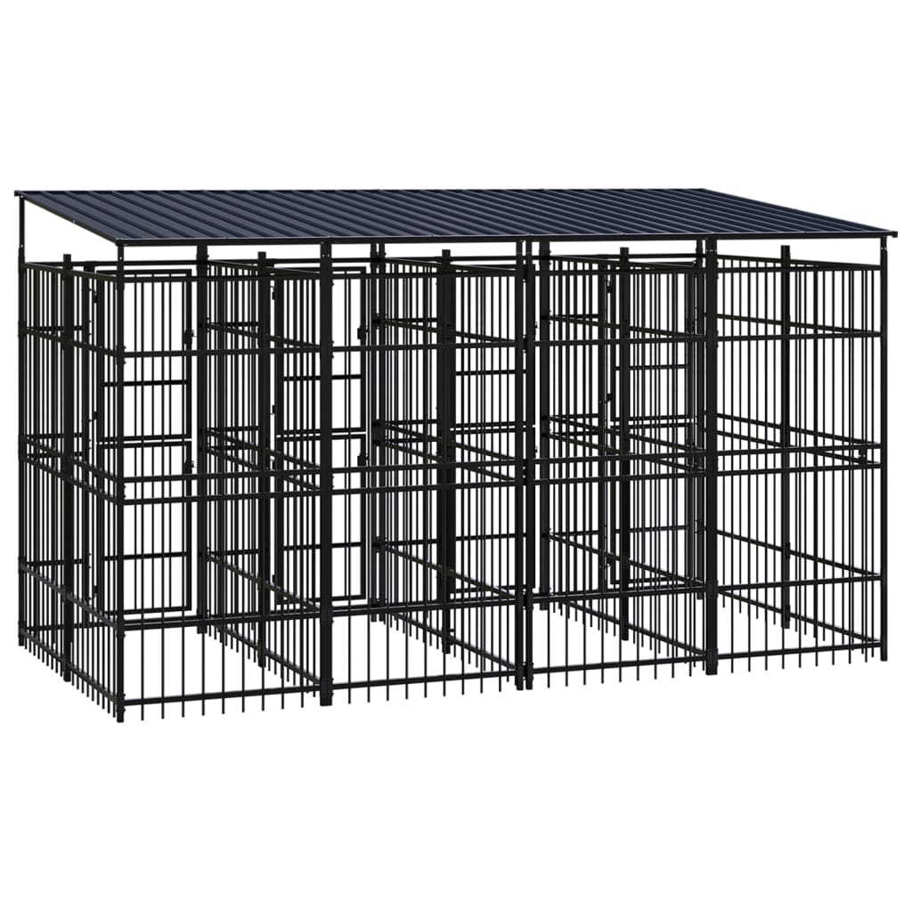 Hondenkennel met dak 7,37 m² staal