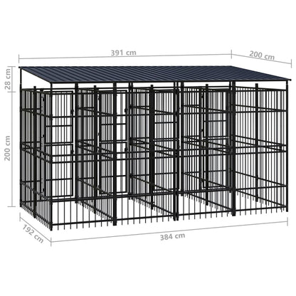 Hondenkennel met dak 7,37 m² staal