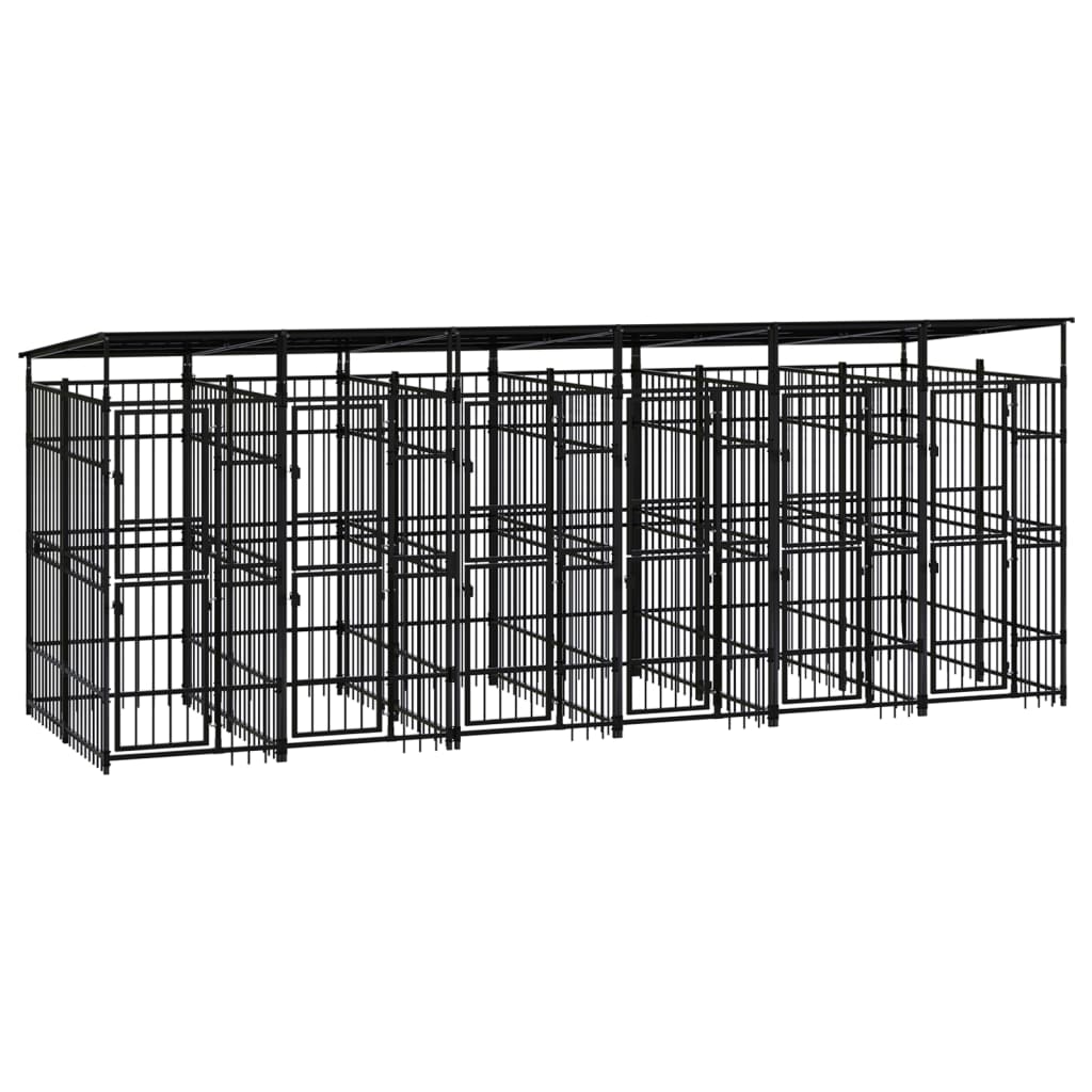 Hondenkennel met dak 11,06 m² staal