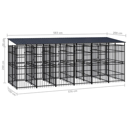 Hondenkennel met dak 11,06 m² staal