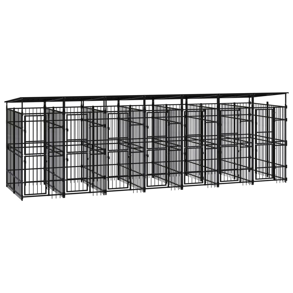 Hondenkennel met dak 12,9 m² staal