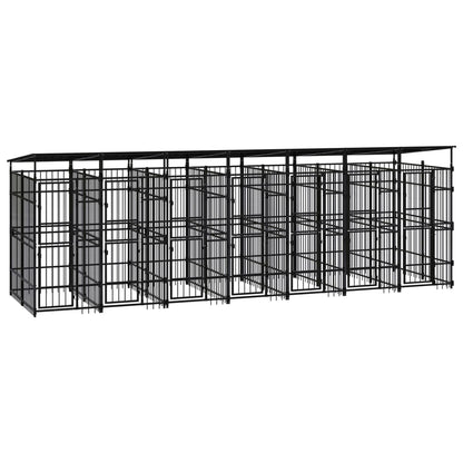 Hondenkennel met dak 12,9 m² staal