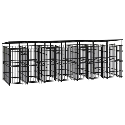 Hondenkennel met dak 12,9 m² staal