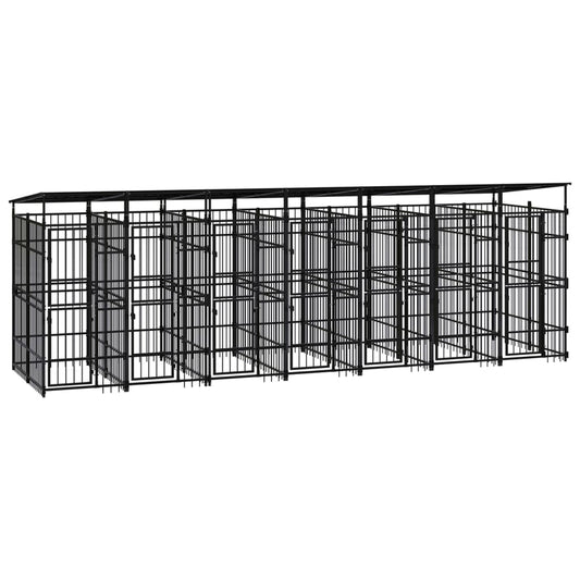 Hondenkennel met dak 12,9 m² staal