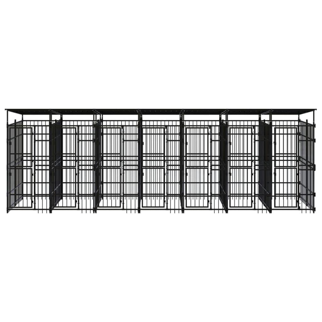 Hondenkennel met dak 12,9 m² staal