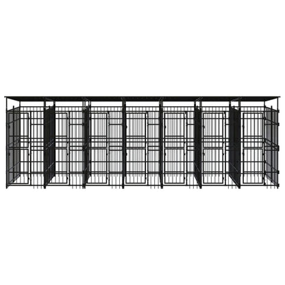 Hondenkennel met dak 12,9 m² staal