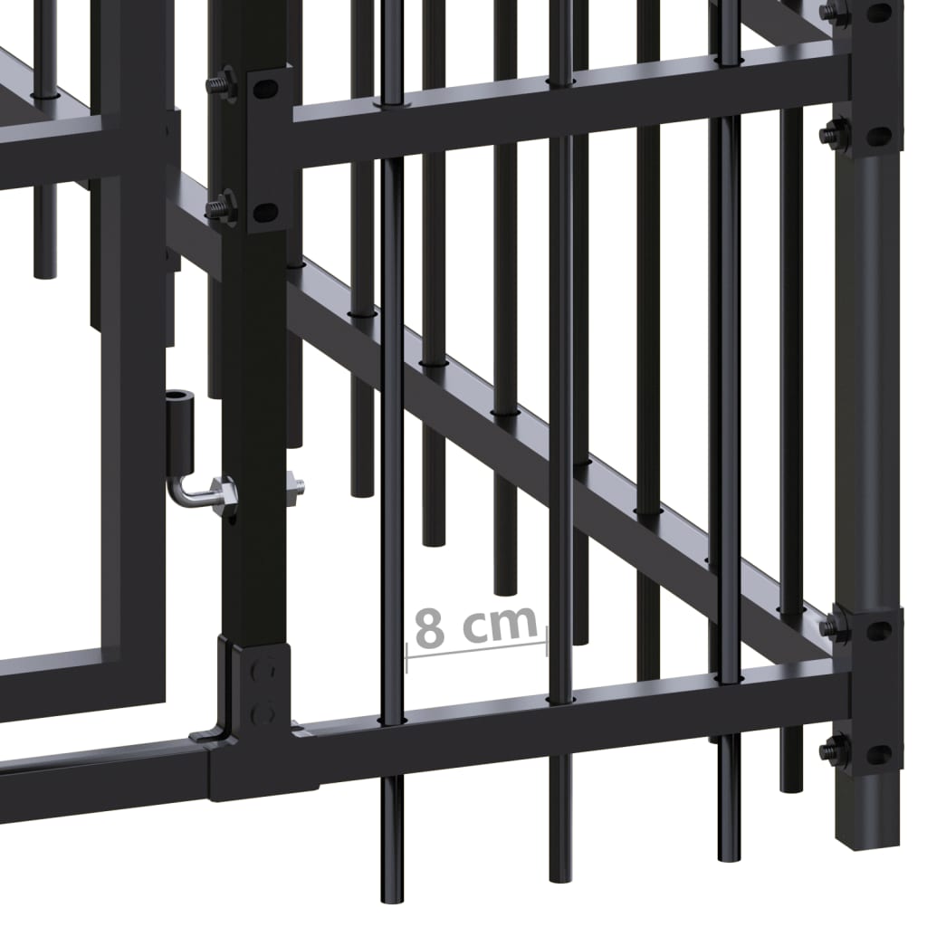 Hondenkennel met dak 12,9 m² staal