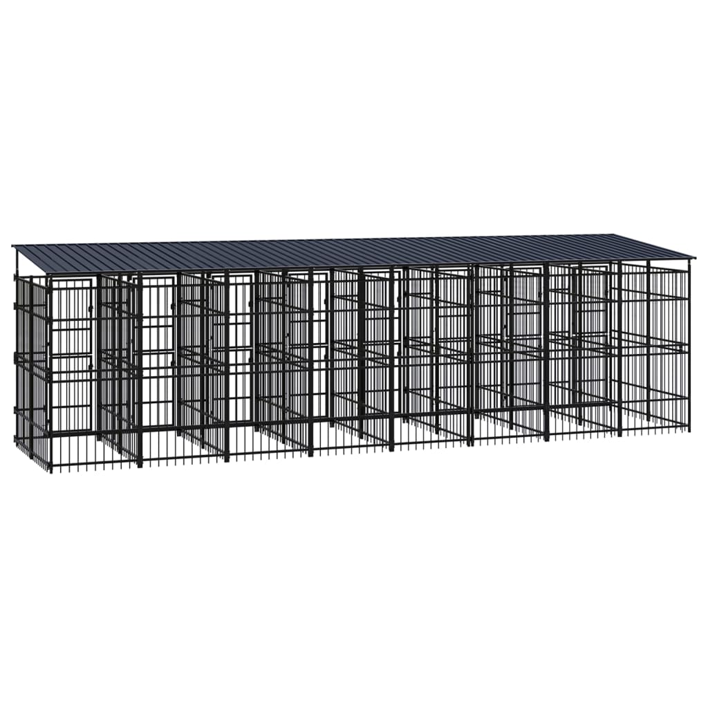 Hondenkennel met dak 14,75 m² staal