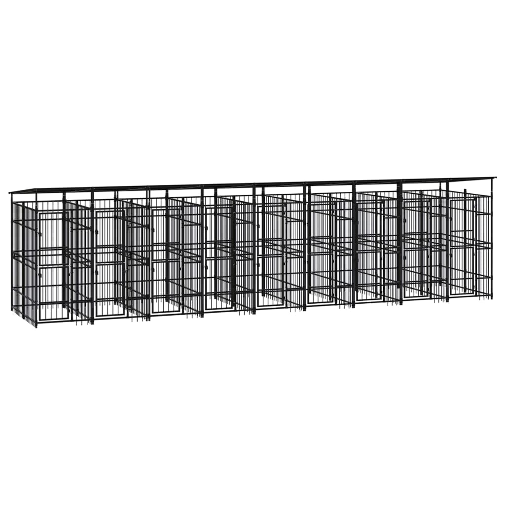 Hondenkennel met dak 16,59 m² staal