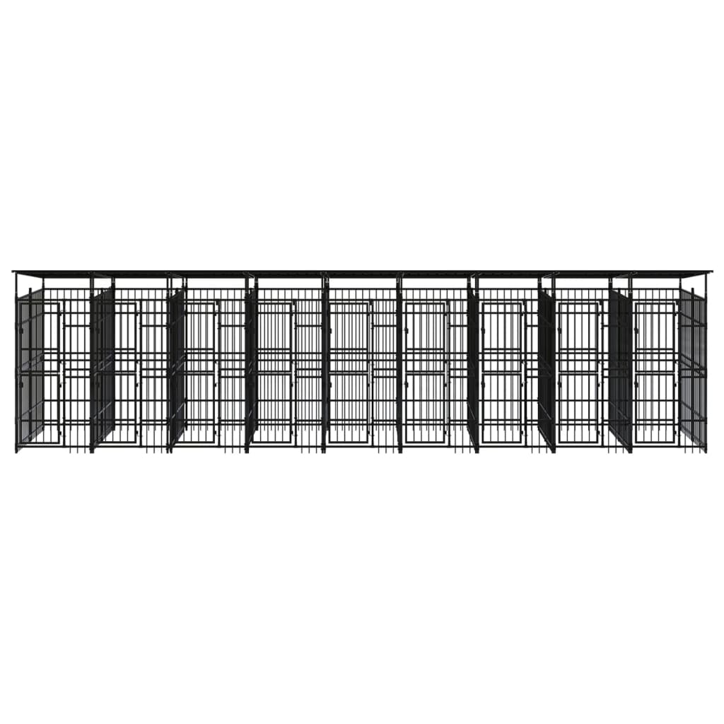 Hondenkennel met dak 16,59 m² staal