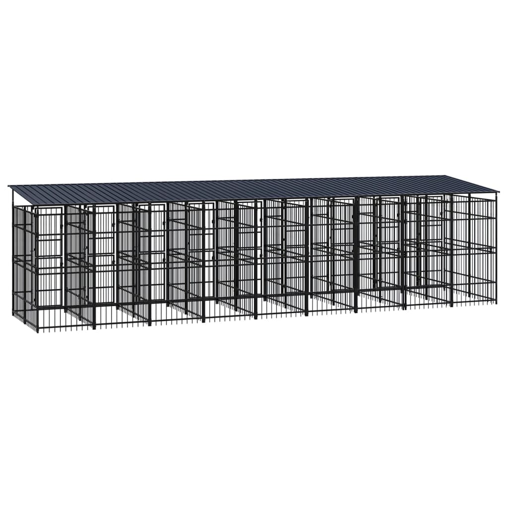 Hondenkennel met dak 16,59 m² staal