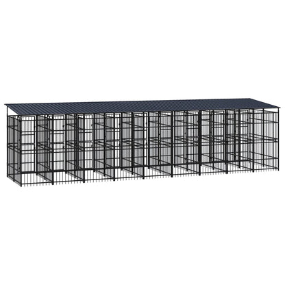 Hondenkennel met dak 16,59 m² staal